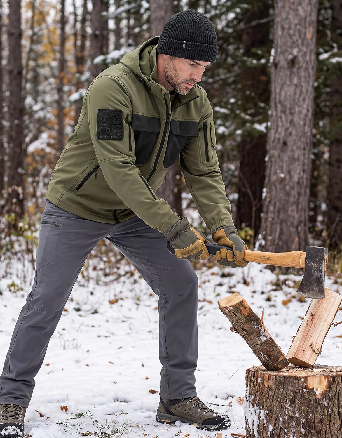 FREE SOLDIER Men's Waterproof Softshell Jacket Fleece Lined Outdoor Jacket Tactical Military Hoodie Windbreaker - Image 8