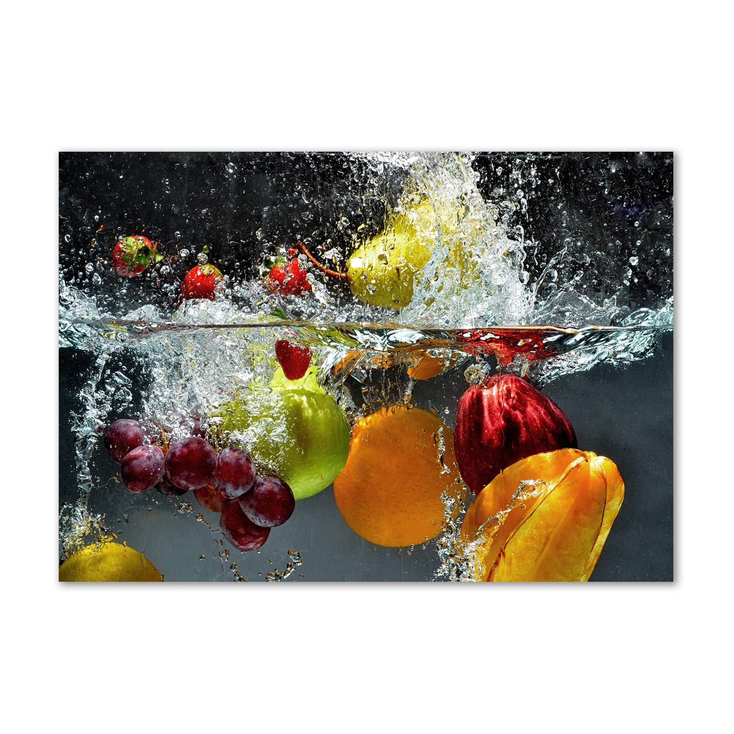 Crédence Cuisine Verre Trempé 100x70cm - Fruits Et Eau Multicolore - Tulup Dosseret Hotte