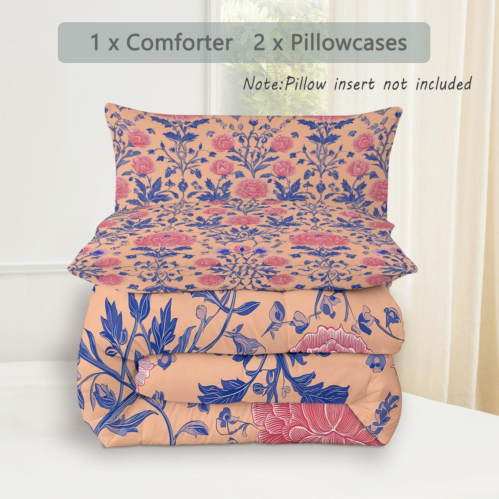 Genérico Edredón Comforter 135 x 200 cm Diseño Infantil Floral Textura Edredon Estampado con Relleno de Fibra, Nórdico Invierno Suave, Ligero, Reversible y Transpirable, Rosa