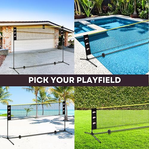 Miniatura 5 de Juegos completos de bádminton (10 pies17 pies) de ancho ajustable, altura ajustable (2.85.17.4 pies), juego de voleibol de bádminton con red, 4
