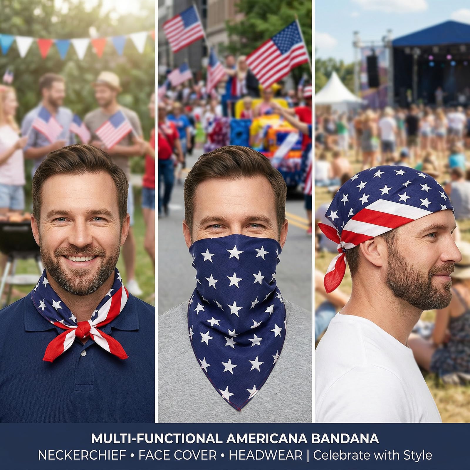 Amazon.com : Ardorchid American Flag Red White and Blue Bandana
