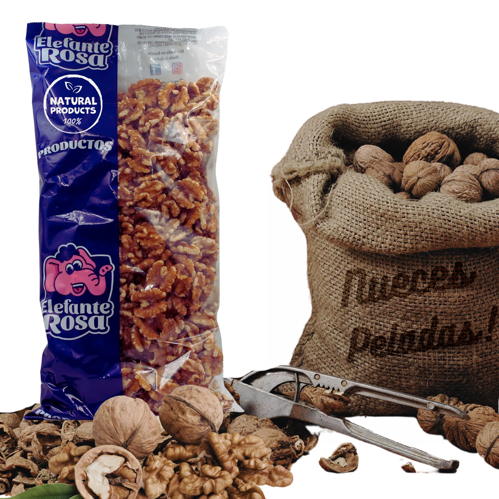 El Elefante Rosa Nueces Peladas Crudas 1kg Mitades Naturales Snack Saludable