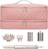 Double-Layer Travel Carrying Case for Revlon One-Step Hair Dryer Brush/Volumizer Styler Shark FlexStyle Attachment Portable Storage Organizer Bag Hair Tools Travel Bag (Pink)