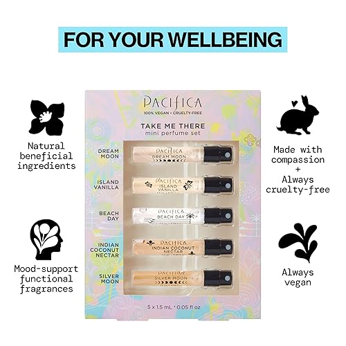 Miniatura 2 de Pacifica Beauty, Set de Prueba de Perfume en Spray Take Me There, 5 Fragancias, Set de Muestras de Fragancias para Regalo, Aceites Naturales y