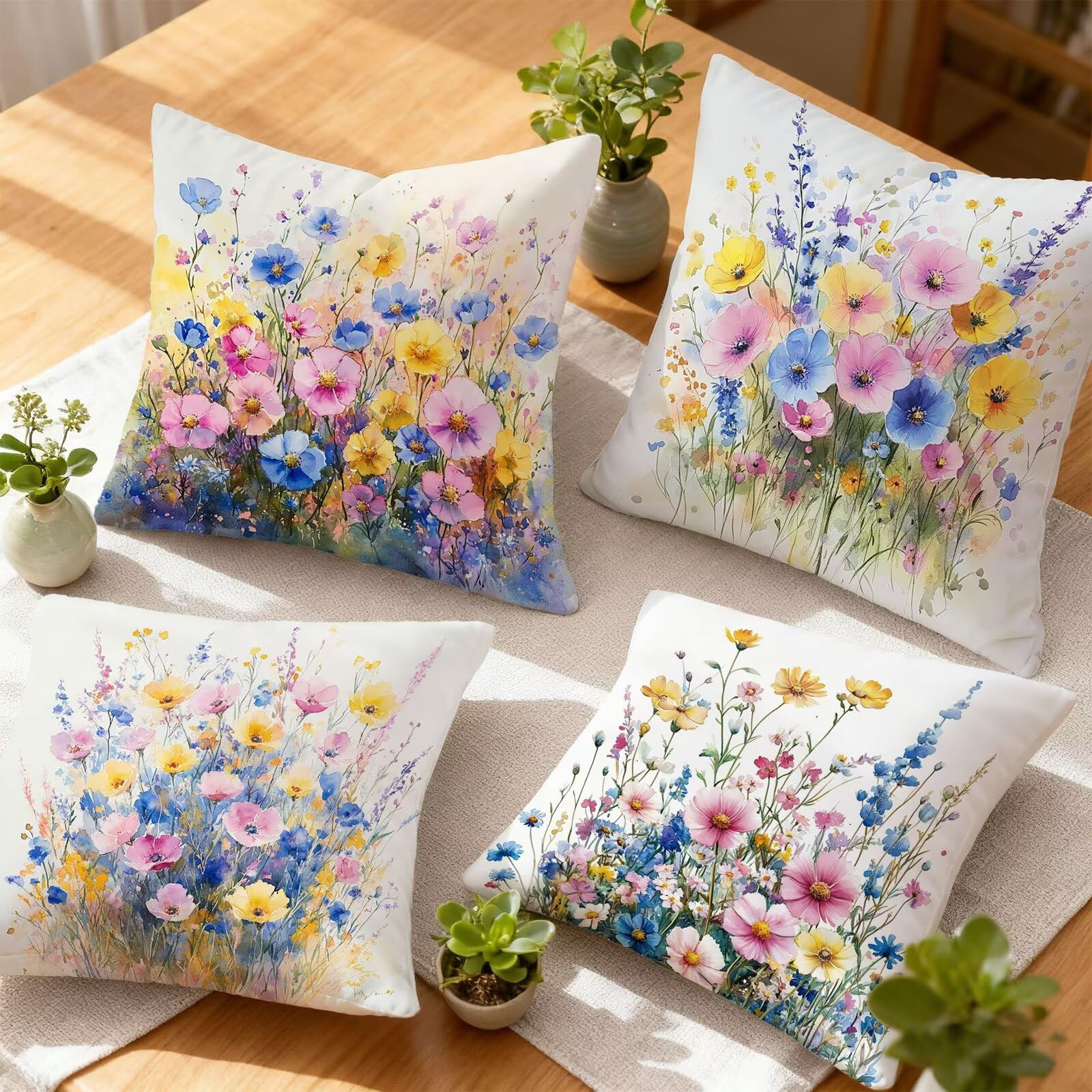 Vistoso Funda Cojin 60x60 Flor Funda Almohada 60x60 Cojines Sofa Súper Suave Fundas Cojines Decorativos Fundas Almohadas 4 Piezas Almohada Cervicales y Cuello, para Hogar Cama Salon Decoracion E - 815