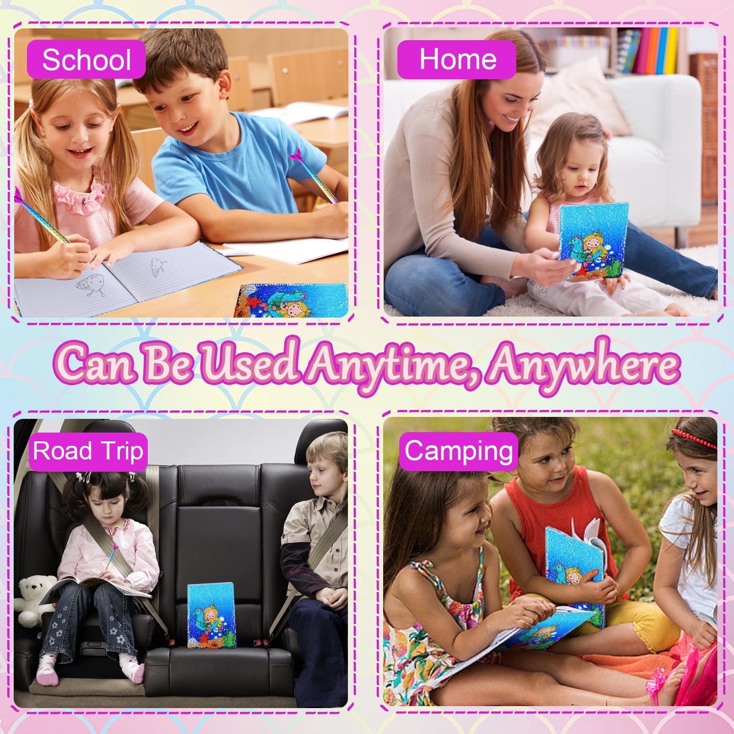 Diario Segreto Sirena Per Bambine - Con Lucchetto, Astuccio Peluche E Bracciale, Viola - Foto 5