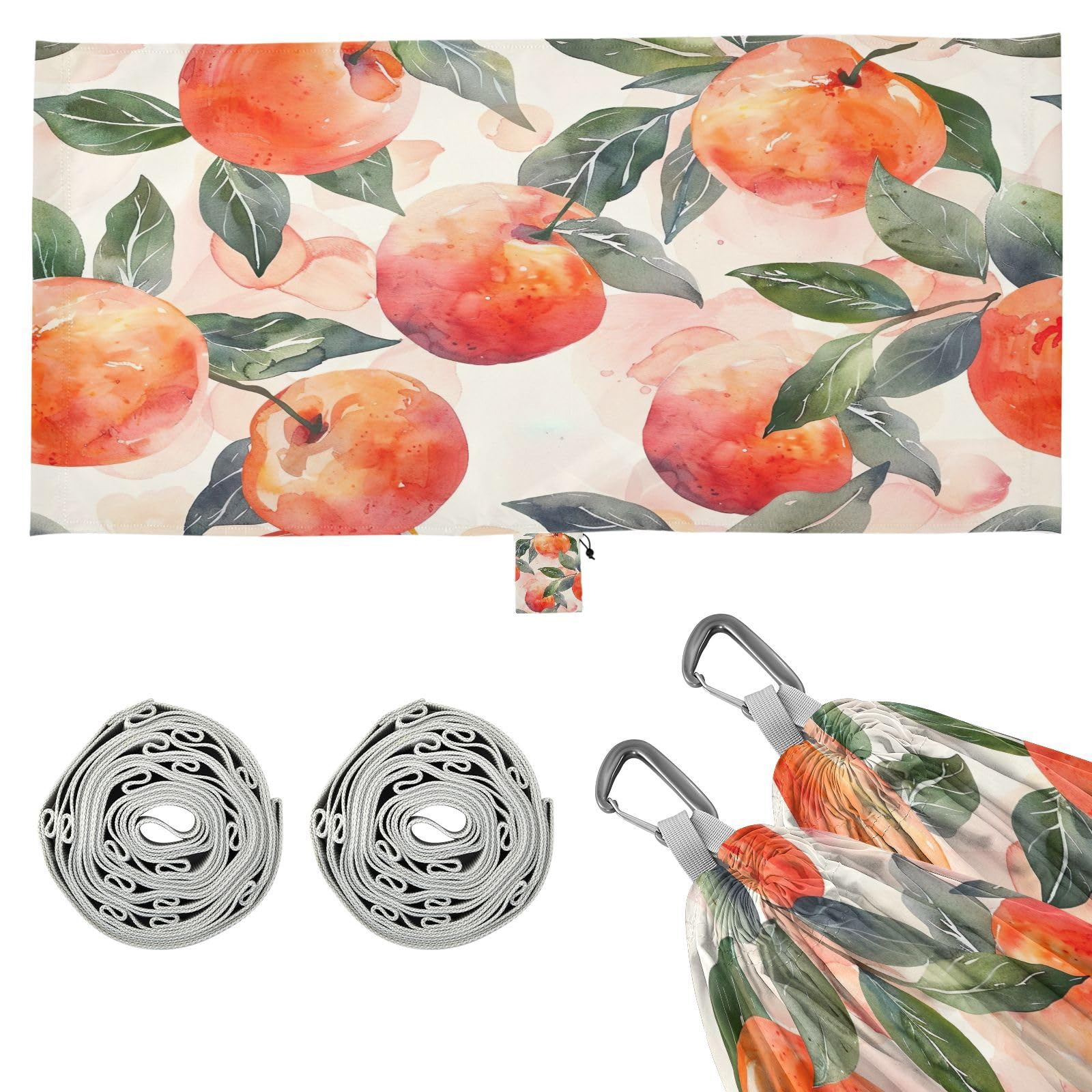 ATTX Watercolor Peach Camping Hammock - Lightweight & Portable Hammocks, Heavy Duty 330lbs Capacity for Indoor, Hiking, Backpacking, Travel, Backyard, Beach#521