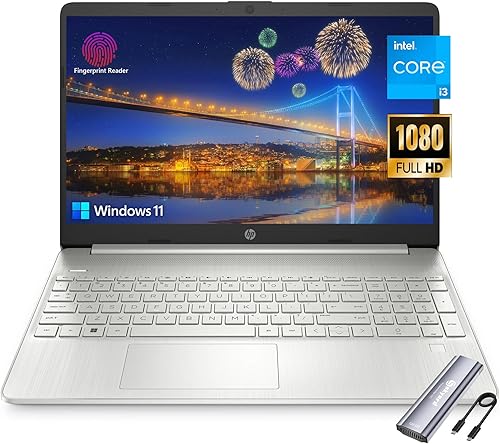HP Computadora portátil, pantalla FHD de 15.6", procesador Intel Core i3-1215U, 32 GB de RAM, SSD de 1 TB, HDMI, cámara web, Wi-Fi, Bluetooth,