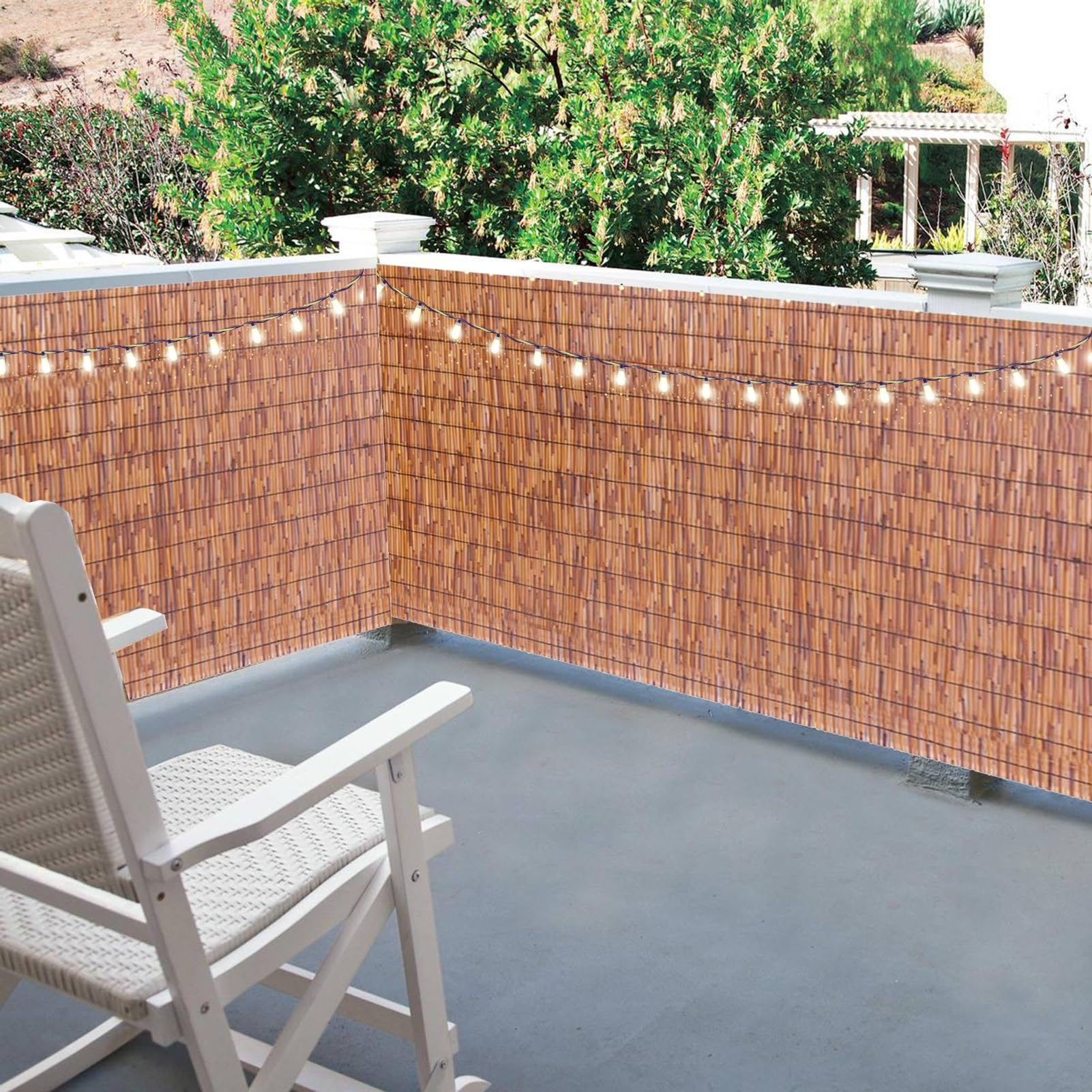 Recinzione in bambù naturale, pannello in bambù per la privacy, per terrazze, balconi, cortili e piscine, dimensioni: 1,53 x 9 m (altezza x lunghezza)