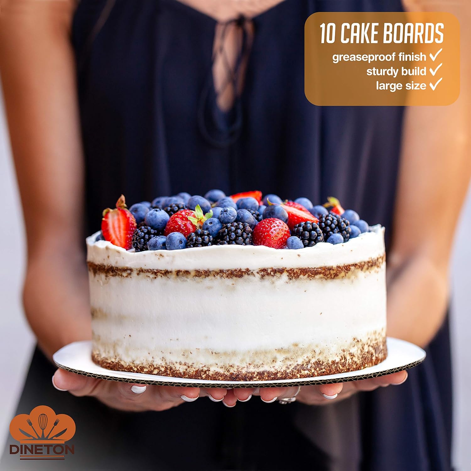 [10 Pack of Each] 12 Inch Cake Boxes with Cake Boards Set - 10 Sturdy 12x12x6 Cake Box with Window & 12 Inch Cake Boards for 10 Inch Cakes - Also for Pies, Pastries, Cookies, Cupcakes