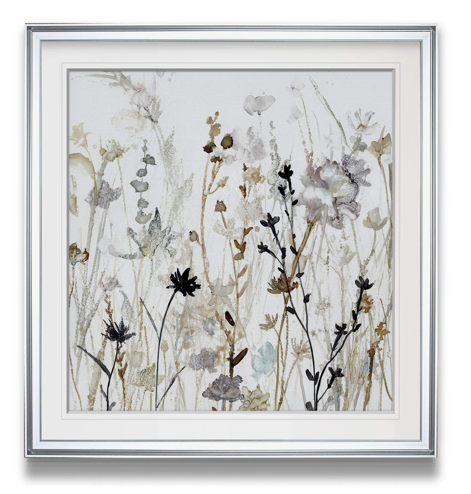 Wildflower Mist II Contemporary Artwork Flower Art Framed Landscape Painting Giclee Canvas Prints Wall Decor, 38x38