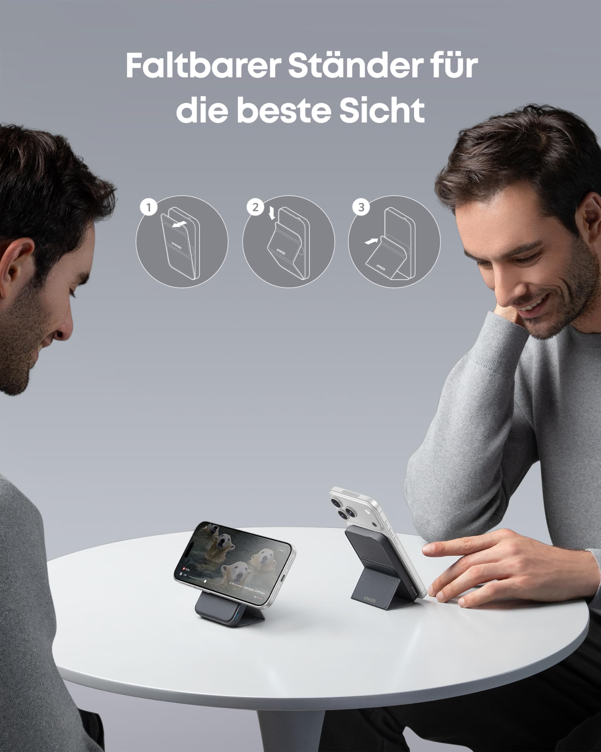 Anker 622 Magnetische Kabellose Powerbank (MagGo), 5000mAh Klappbare Magnetische Powerbank mit USB-C für iPhone 17/16/15/14/13/12, Interstellar