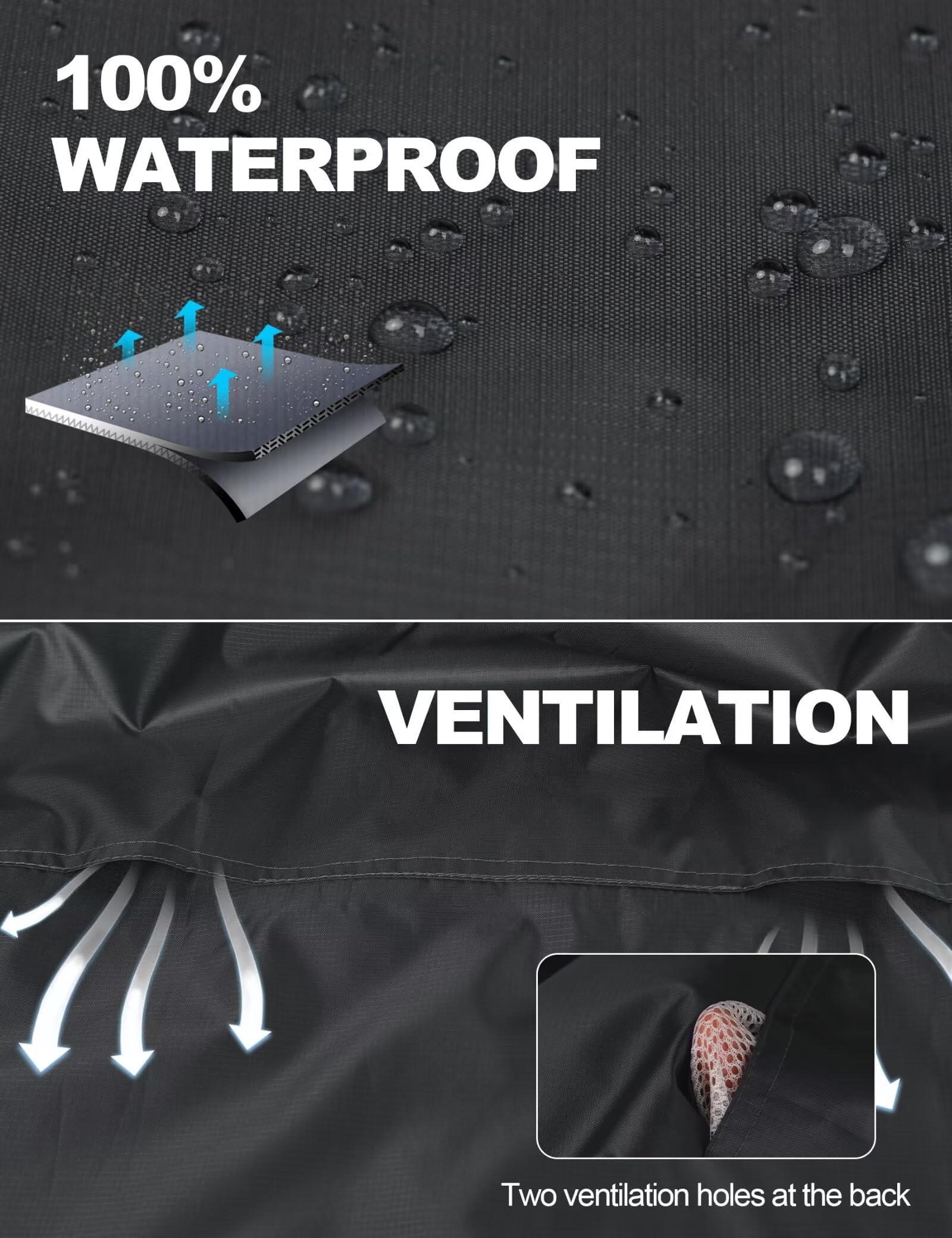 INPAKO Waterproof Rain Suit for Men Women, Lightweight Packable Hooded Rain Suits, Breathable Reflective Motorcycle Rainwear Grey Large