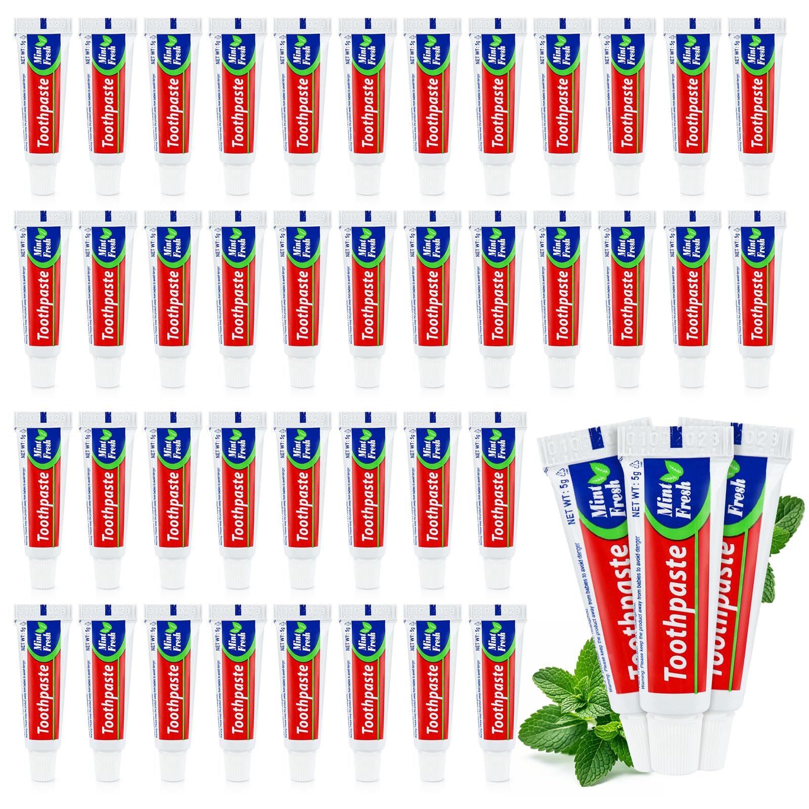 60 Mini-Zahnpastatuben für Reisen, 0,5 ml, mit Minzgeschmack, ideal für Reisen, Zuhause, Hotel, Gäste, Wohltätigkeitsorganisationen, Obdachlose und Camping (einmalige Verwendung).