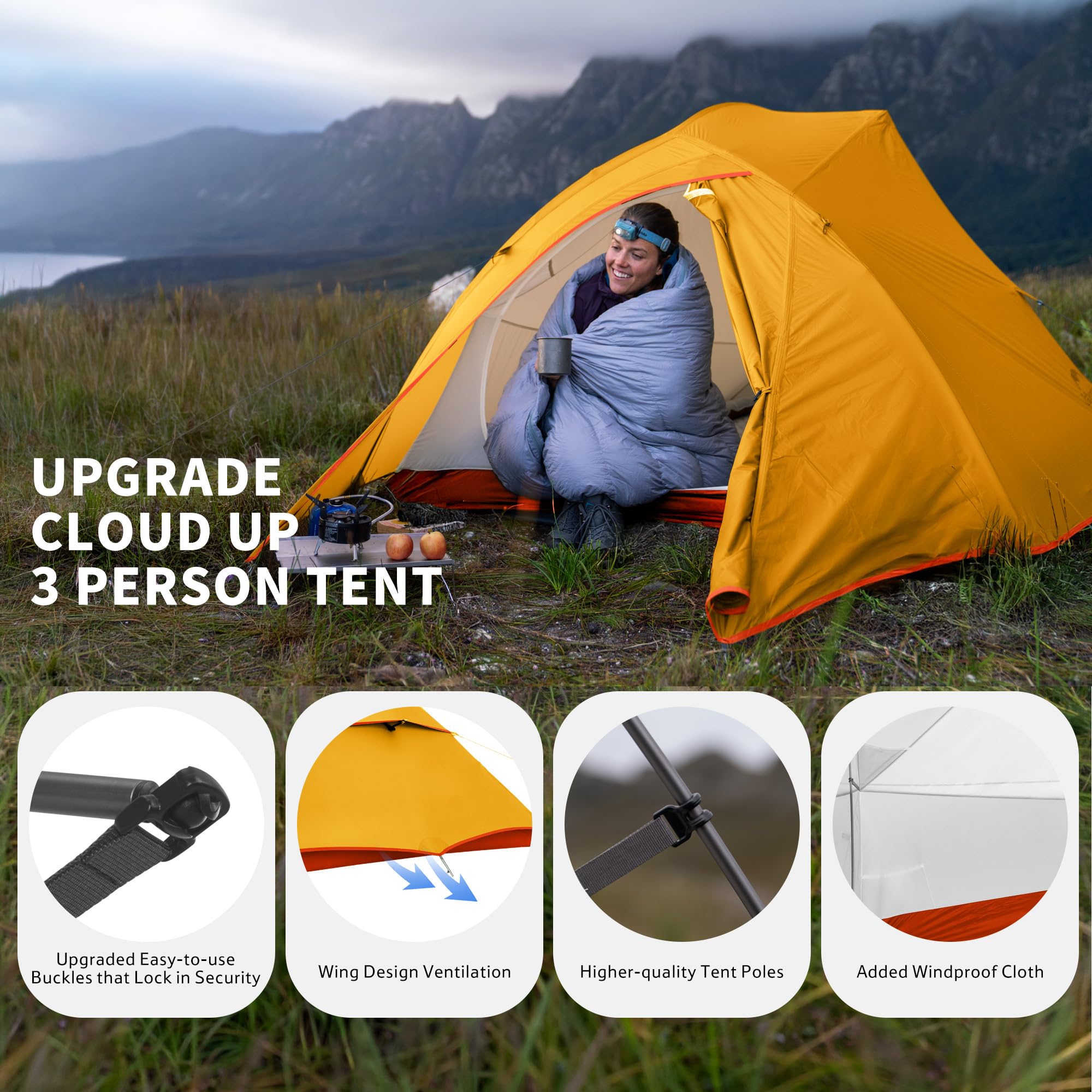 Amazon.co.jp: Naturehikeクラウドアップ3人用バックパッキングテント