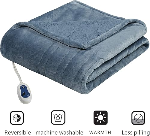 Miniatura 3 de Beautyrest - Manta Eléctrica Reversible de Felpa ultraligera - Manta Eléctrica, Regulador de Múltiples Niveles de Calor Acogedor Sofá Sala de Estar,