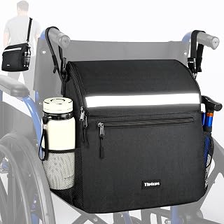 Tiptops Wheelchair Back Bag, Wheelchair Accessories Large Capacity Wheelchair Backpack with Laptop Storage Pocket, Crossbody Shoulder Bag, Wheel Chair Accessories Storage Bag