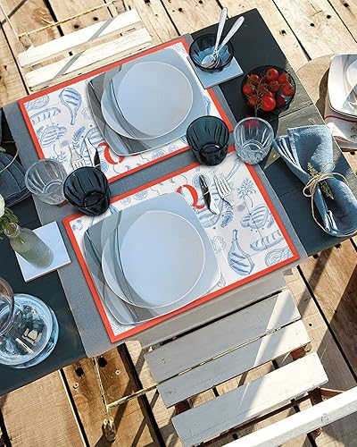 Miniatura 10 de Fall Maple Leaf Table Placemats for Dining Table Set of 4,Cotton Linen Cloth Kitchen Place Mats with Pocket,Washable Burlap