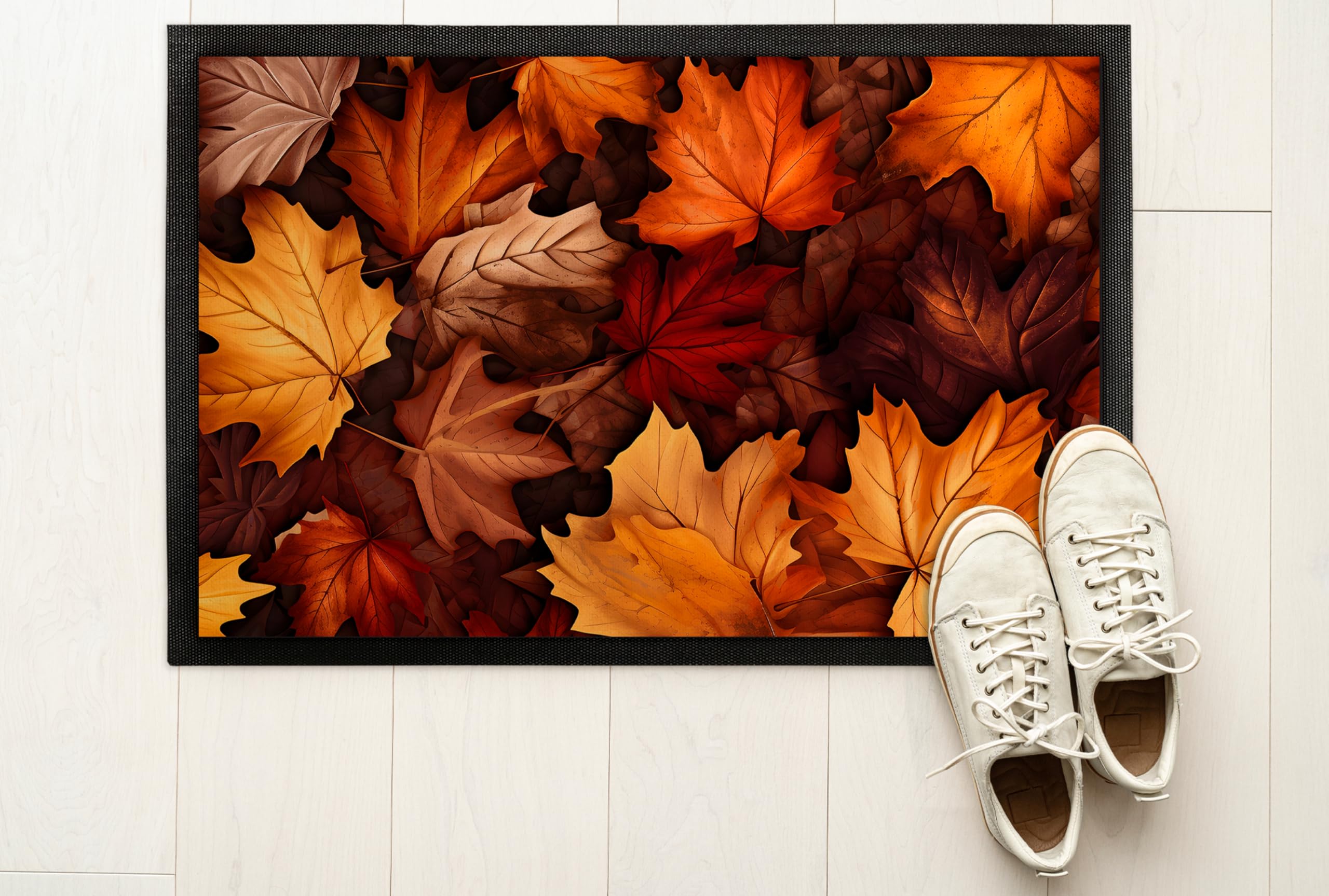 True Statements Deko-Fußmatte „Goldener Herbst“ mit Herbstblätter-Motiv - für Innen & Außen – rutschfest - Geschenk für Freunde und Familie zum Geburtstag Halloween Herbstfest (90x60 cm)