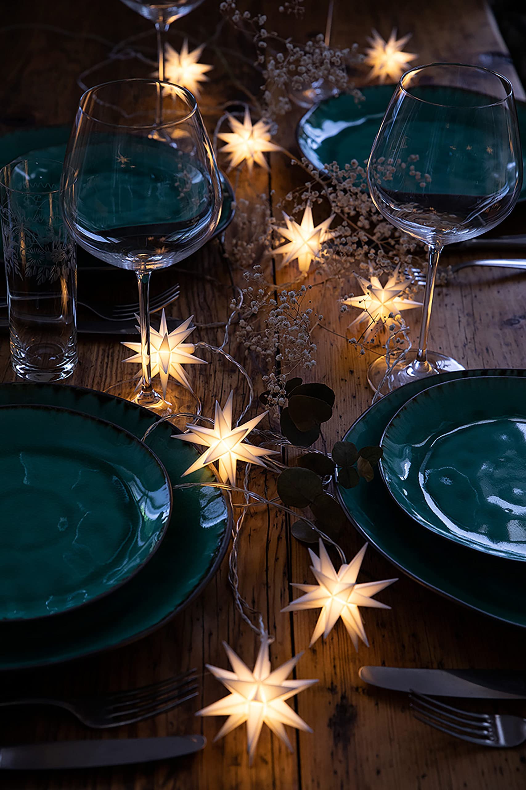 Novaliv Weihnachtsstern LED Dekostern WEISS 16cm Timerfunktion nur INNEN mit 1,5m Kabel und Batteriefach für 3 AA Batterien 3D Stern 18 Zackig Leuchtstern LED Weihnachtsbeleuchtung xmas Lights