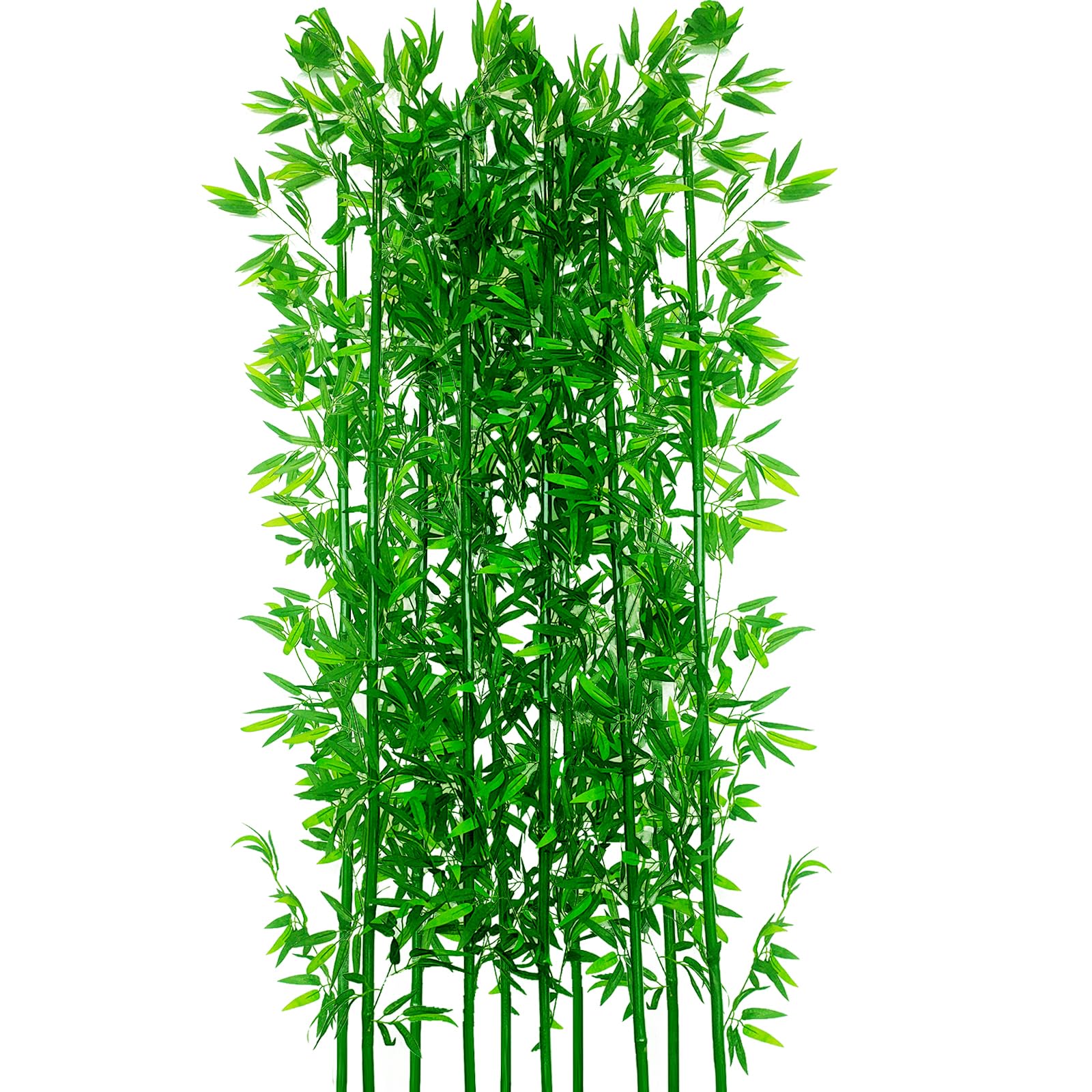 5ft Fake Bamboo Plants 10 Pack, Natural Artificial Bamboo Tree with Solid Wood Pole & Adjustable Silk Leaves, UV Resistant Faux Bamboo Plant for Indoor Outdoor Decor and Privacy Protection