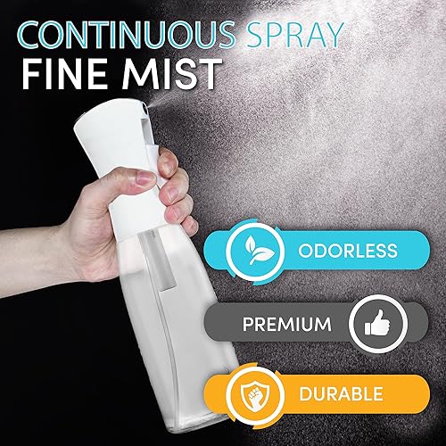 Miniatura 16 de Botella de spray continuo (300 ml/10.1 onzas – verde) pulverizador de agua de plástico vacío – Ultra fino recargable para el cabello, limpieza