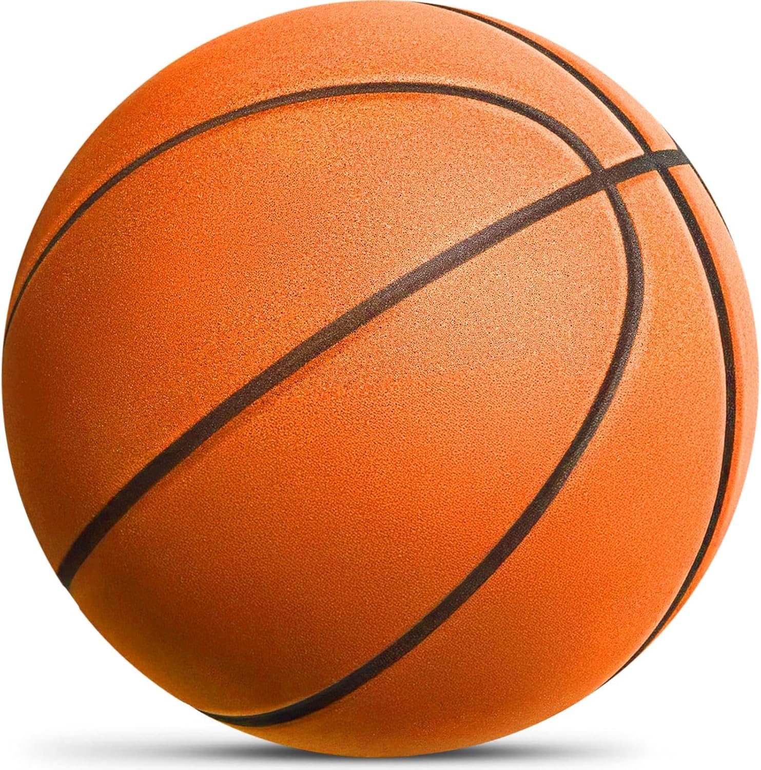 Silent Basketball Size 7 (29.5") – Noiseless Indoor Basketball for Quiet Dribbling and Indoor Training, Pro Grooved Airless PU Foam Basketball – Real Feel Higher Bounce Quieter (Dark Orange)