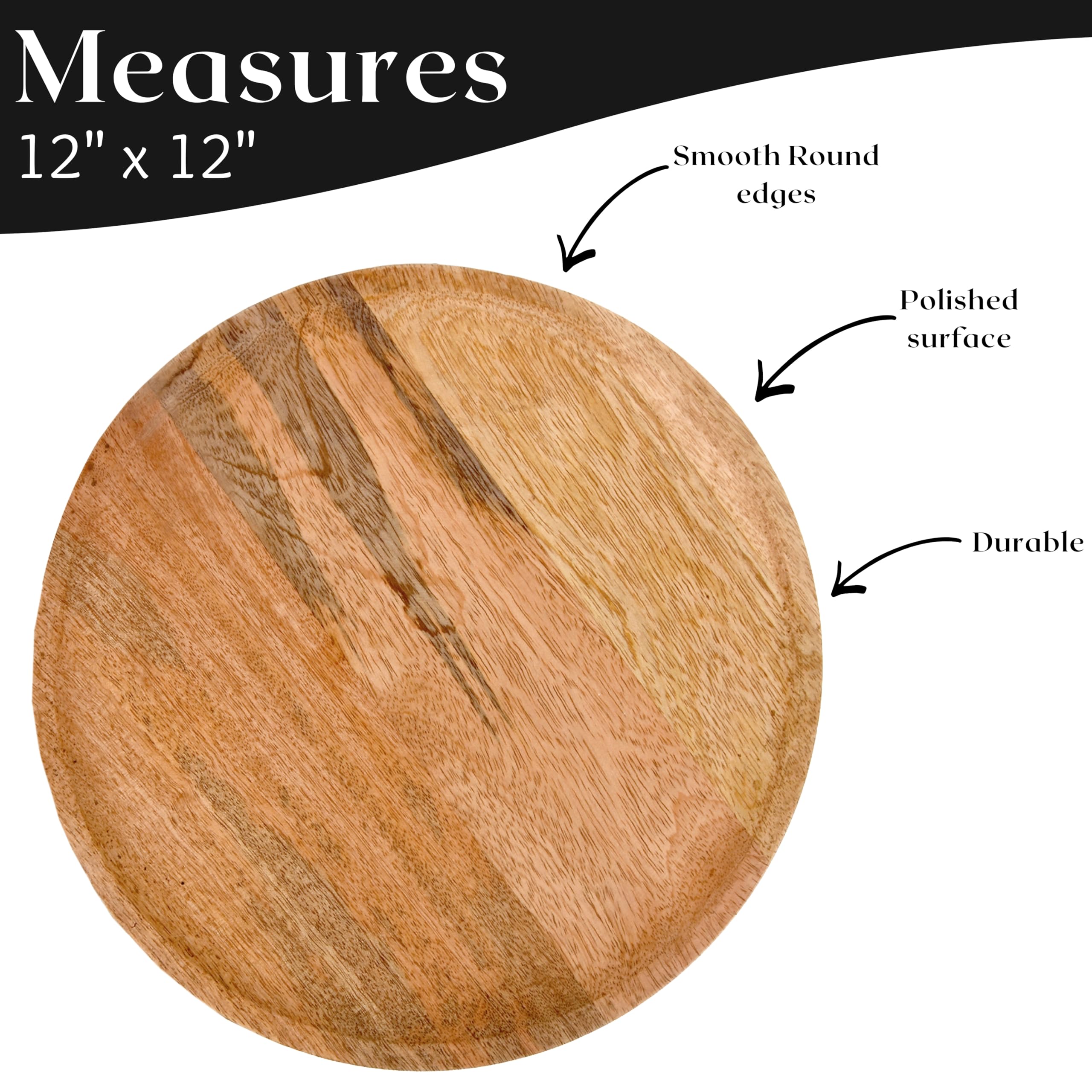 Alpha Living Home Lot de 2 assiettes en bois, assiettes de présentation en bois, assiettes à dîner, assiette à dîner, chargeur en bois, assiette à salade en bois, apéritifs - 30,5 cm - Naturel