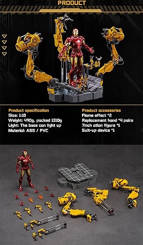 Miniatura 6 de MK4Ironman (escala 1/10) Pórtico para trajes con muchos accesorios, figura de acción coleccionable de pintura exquisita de 7 pulgadas, luz con