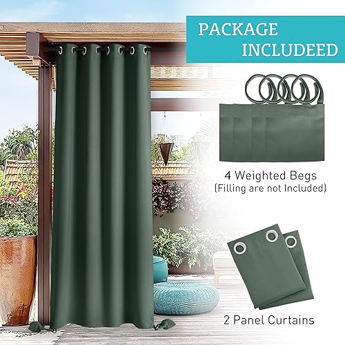 Vista 127 de RYB HOME Cortinas para exteriores resistentes al viento, bolsas con peso adjuntas, cortinas opacas de 84 pulgadas de largo, cortinas térmicas Beige