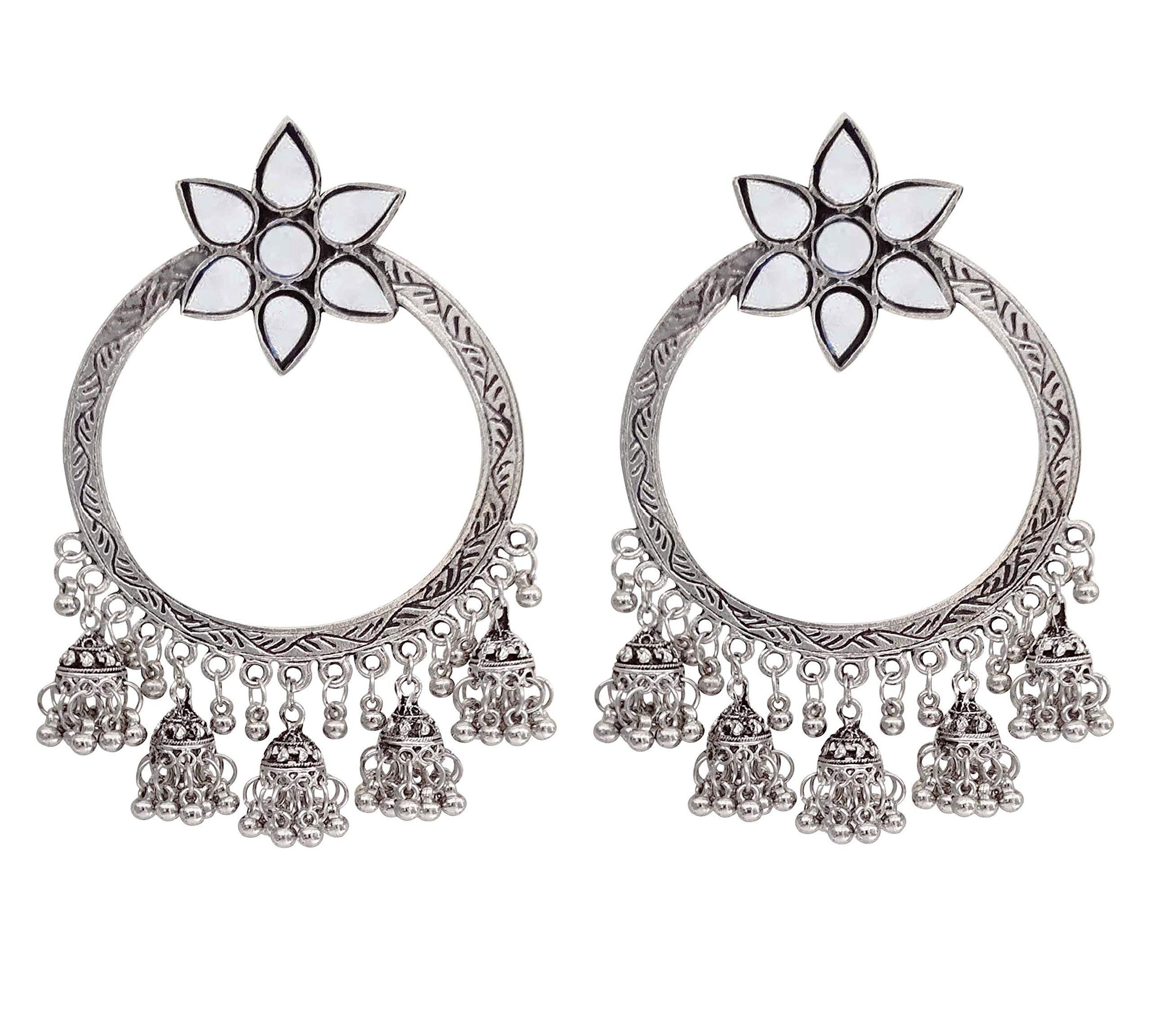 Total Fashion Oxidised Silver Afghni Big Chanbali jhumka Earrings for women and girls (B08YDP37MZ) Amazon Price History, Amazon Price Tracker
