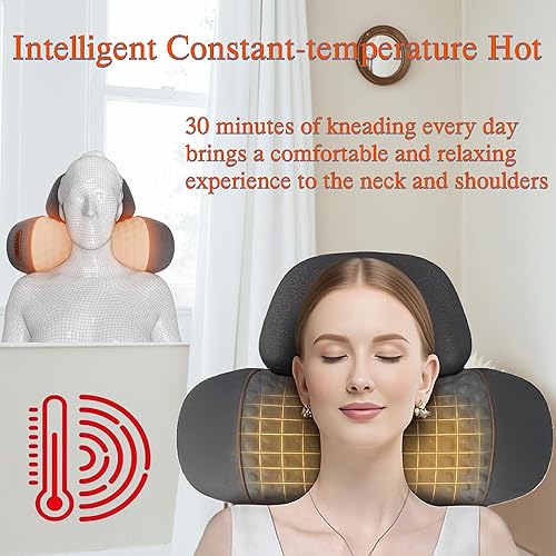 Miniatura 5 de Almohada masajeadora de cuello 3 en 1 con almohada de masaje de tejido profundo para relajación del cuello (gris claro)