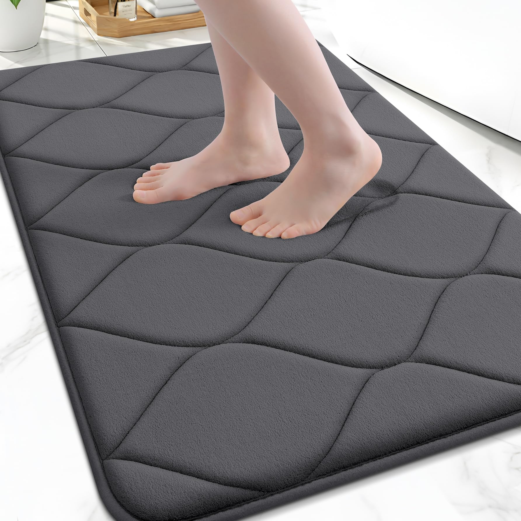 Smiry Memory Foam Bath Mat 47x20, Ultra Soft Absorbent Bathroom Rugs