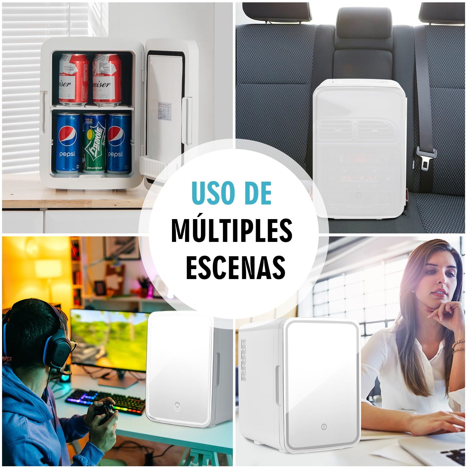 GOPLUS Mini Nevera para Maquillaje 10L de -5 a 50 ℃, Mini Refrigerador con Espejo LED, Refrigerador de Belleza con Modo Frío/Calor y Estantes Extraíbles para Refresco Cosmético, 23 x 28 x 34 cm