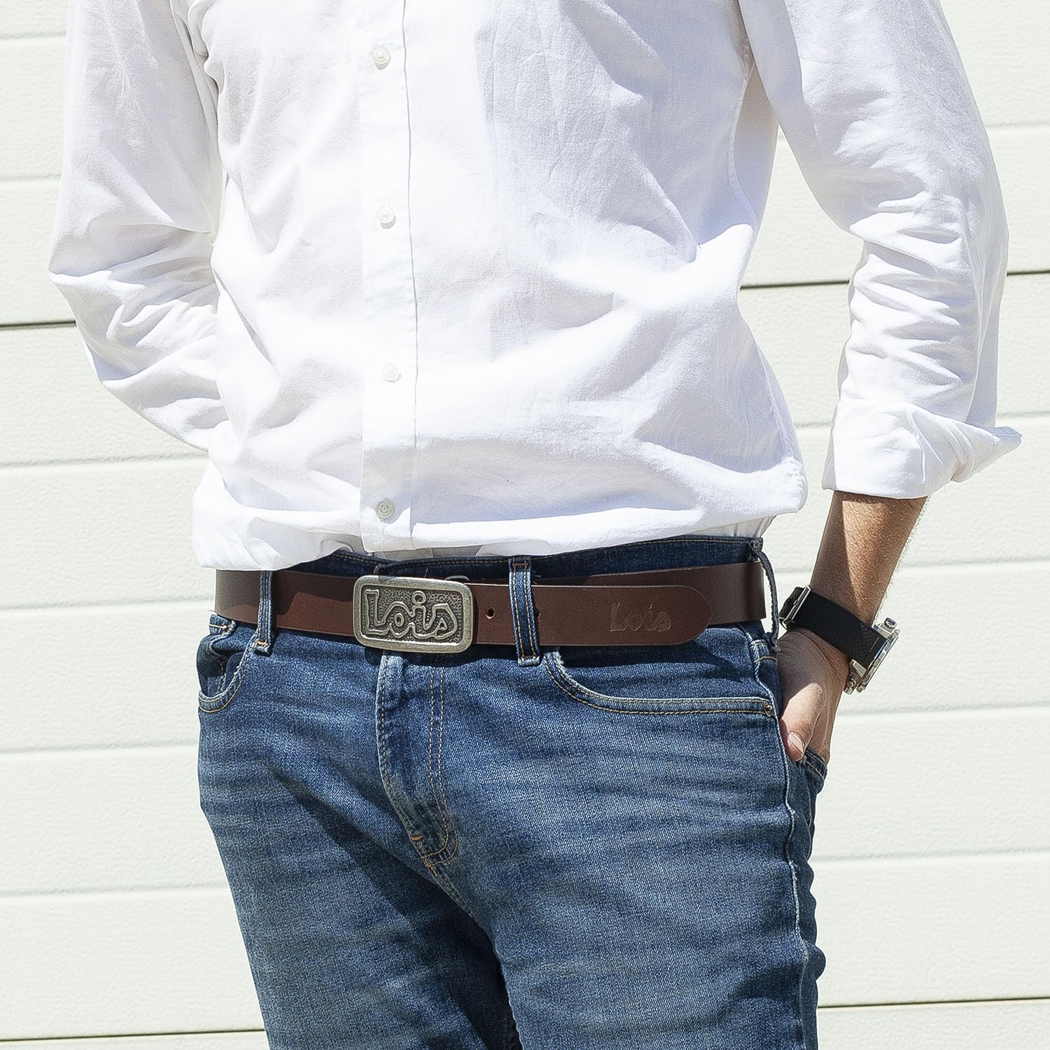 Cintura Uomo Lois In Vera Pelle Made In Italy | Fibbia Automatica, Larghezza 35 Mm, Lunghezza Regolabile | Misure 95/105/115 Cm, Classica Ed Elegante - copertina