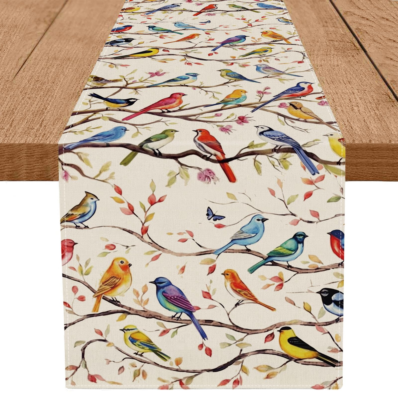 Camino de mesa de primavera de 33x183 cm ideal para cenas en el comedor y fiestas en el hogar.