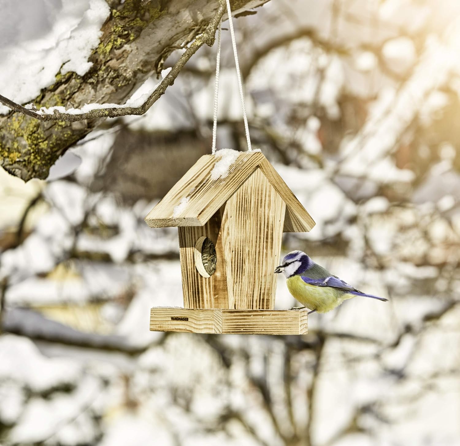Windhager Silo Cottage 06912 Bird Feeder Silo Feeding Station Bird House 18.5 x 14.5 x 23.5 cm Wood