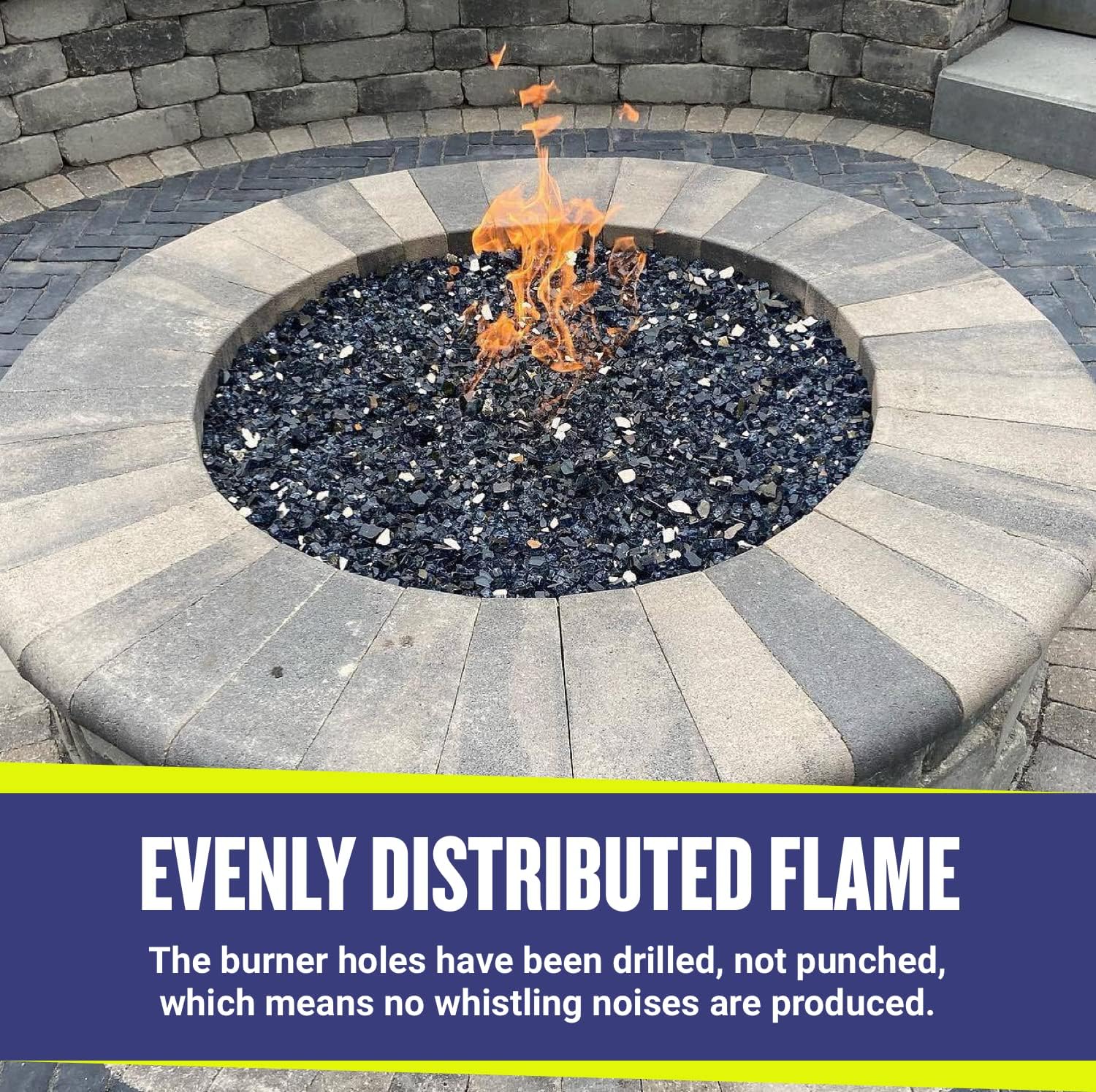 American Fireglass Triple-Ring Fire Pit Burner, 48-Inch Round | Use in Outdoor Natural Gas or Propane Fire Pit or Bowl | Durable Stainless Steel, BTU 593,000 Max.
