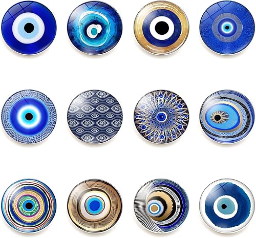 12 imanes de ojo de diablo turco para refrigerador, ojos azules turcos, calcomanías magnéticas para refrigerador de oficina, aula, refrigerador,