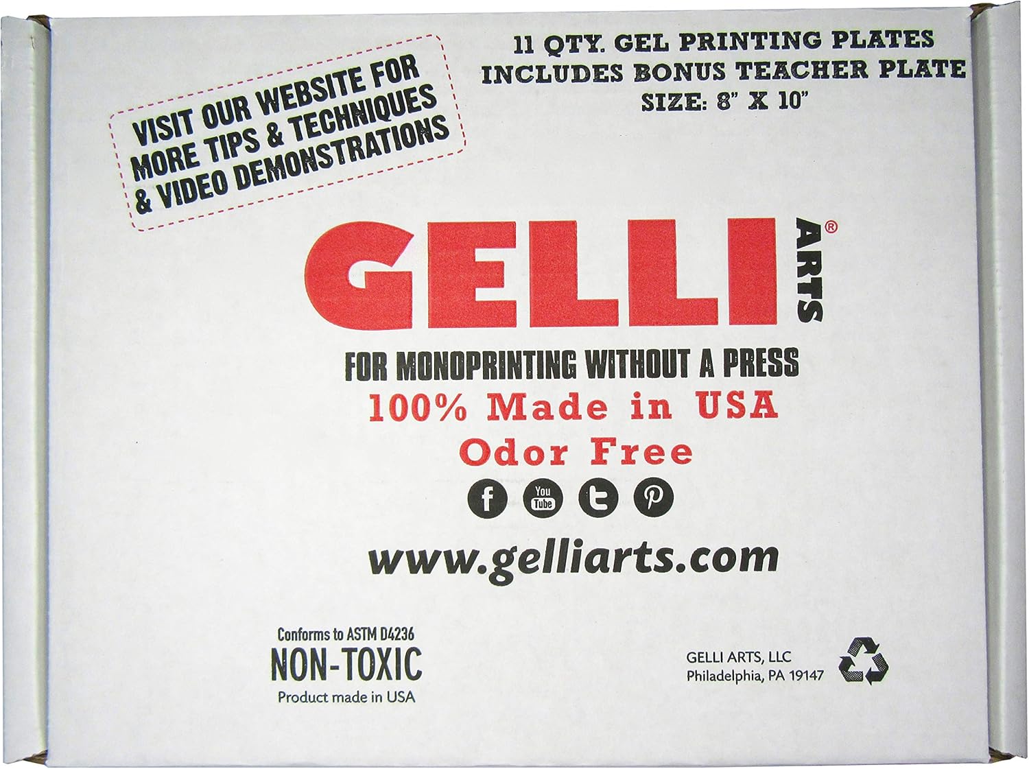 Gelli Arts Gel Printing Plates 8" X 10" Gel Plates Class