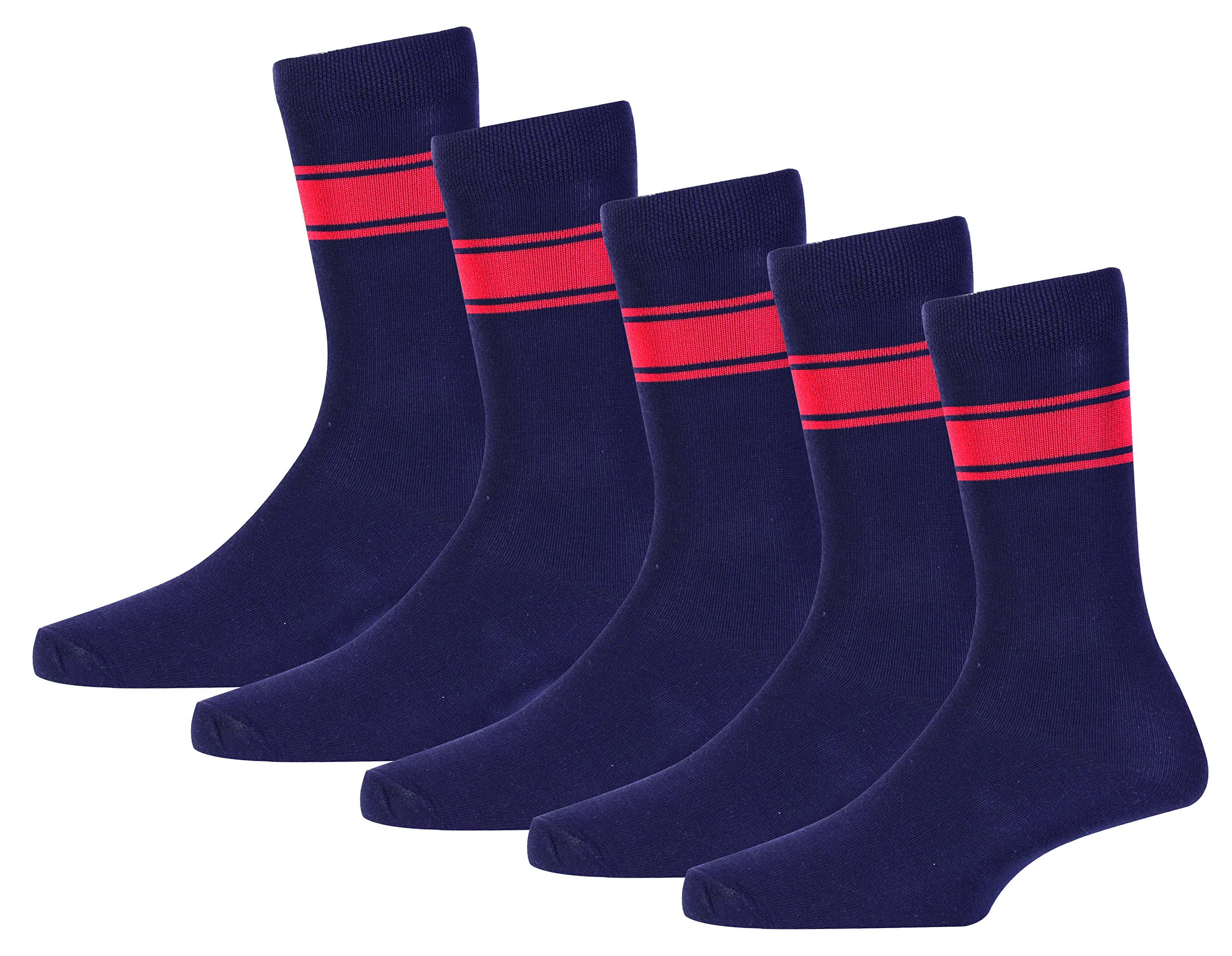 RC. ROYAL CLASS KV(kendriya vidyalaya) School Cotton Socks For Boys & Girls(Pack of 5 Pairs)(Navy Blue with Red stripes)