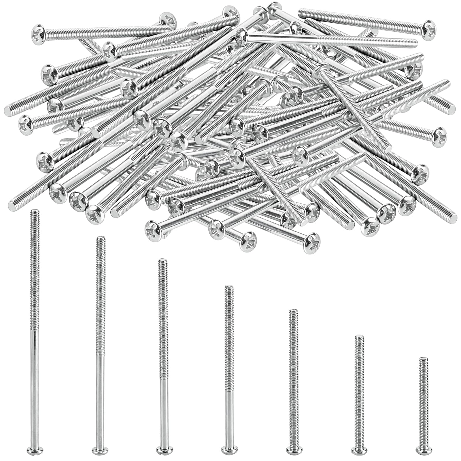 70 Pcs M4 Screws, M4 Bolts M4 x 40/50/60/70/80/90/100mm, Carbon Steel Machine Screws for Door Handles, Cabinet Handles, Plug Socket Screws and Wall Plates