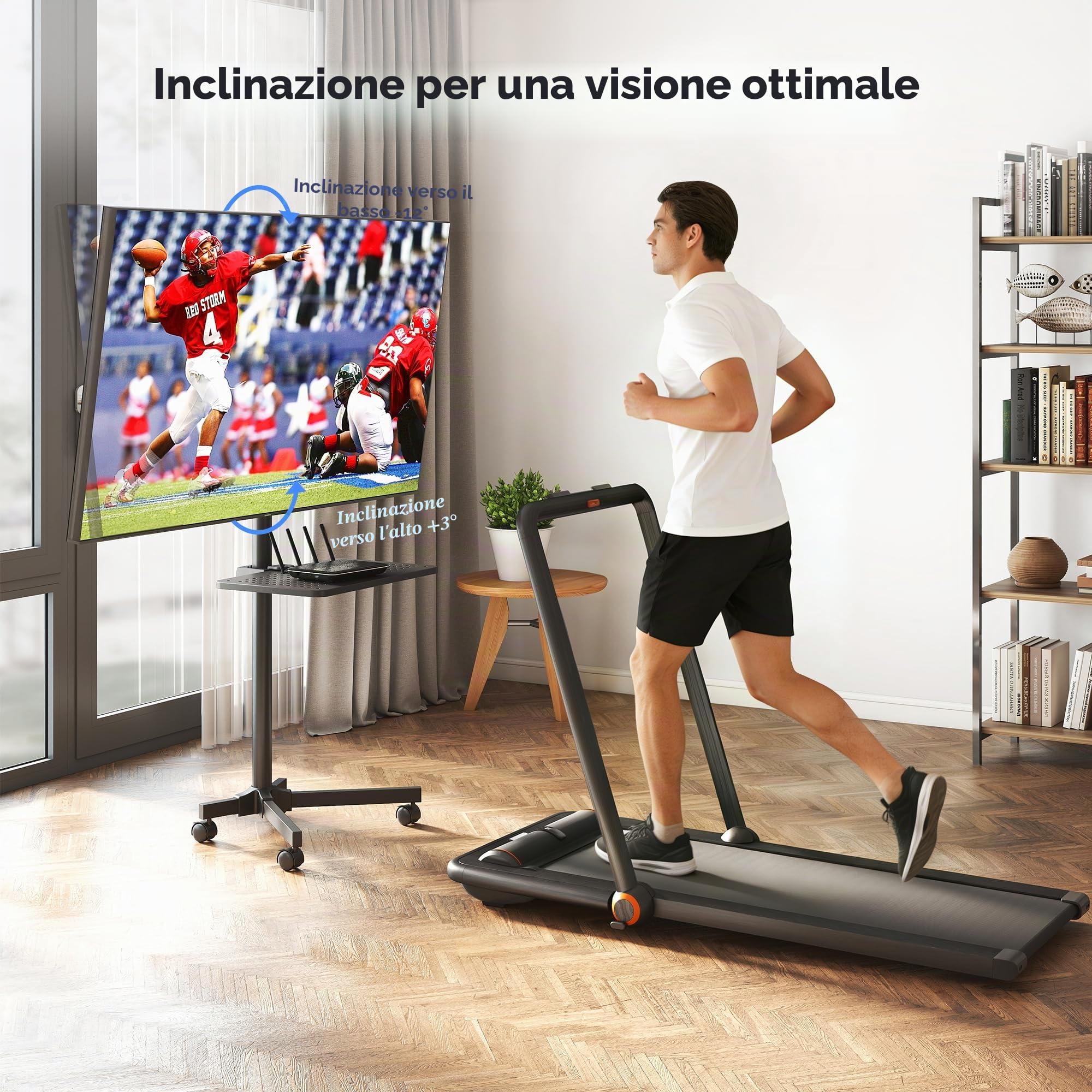 XINLEI Supporto TV mobile su ruote, carrello TV portatile con ripiano per TV a schermo piatto curvo da 21-60" fino a 35 kg, supporto TV alto regolabile in altezza su rotelle, VESA Max 400x400 mm ML55A