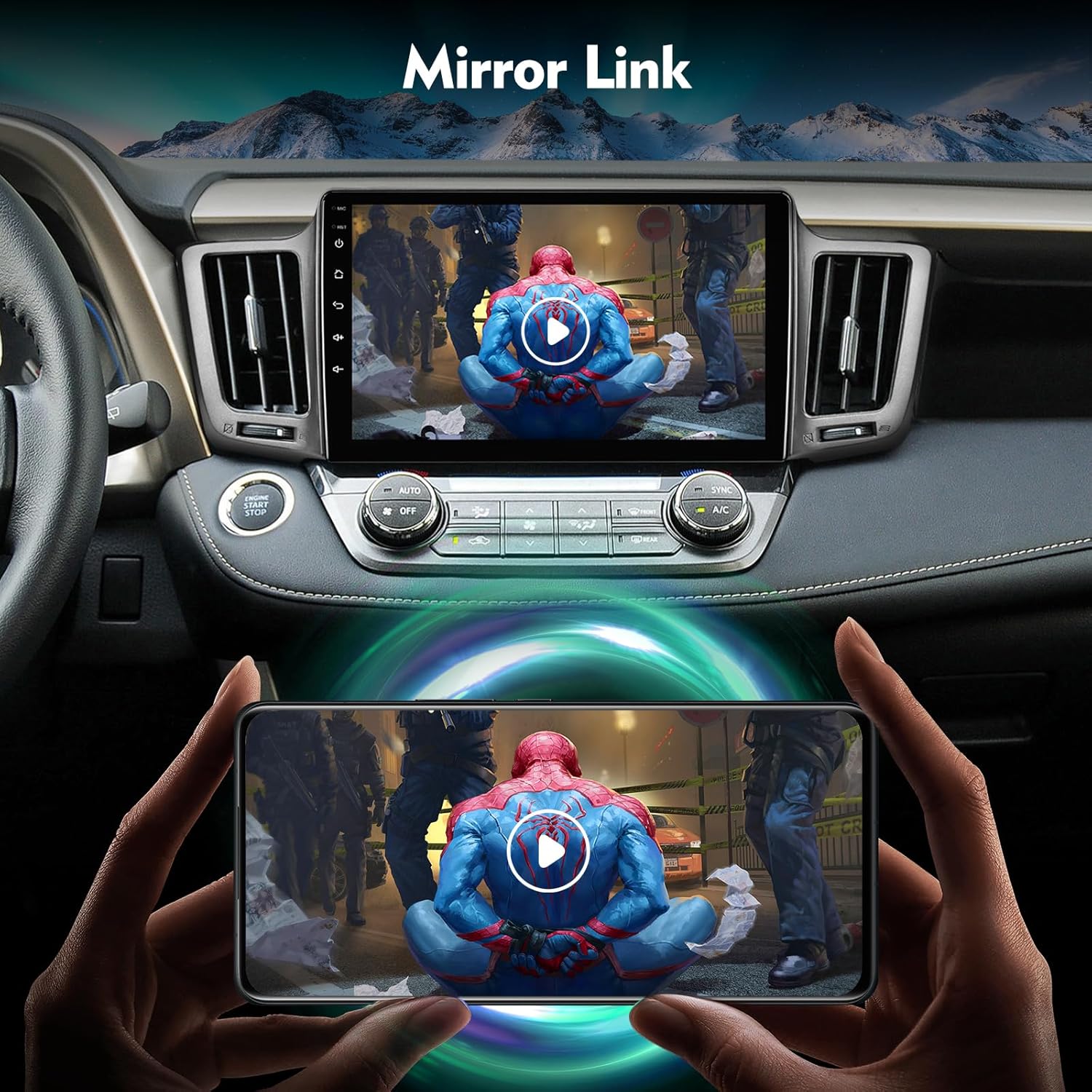 10.1 Inch IPS Touchscreen Android 12 Car Stereo for Toyota RAV4 2013-2018 with Wireless CarPlay & Android Auto 2+32GB Car Radio, Support GPS, WiFi, Bluetooth, FM Radio, Backup Camera, SWC, Dual USB