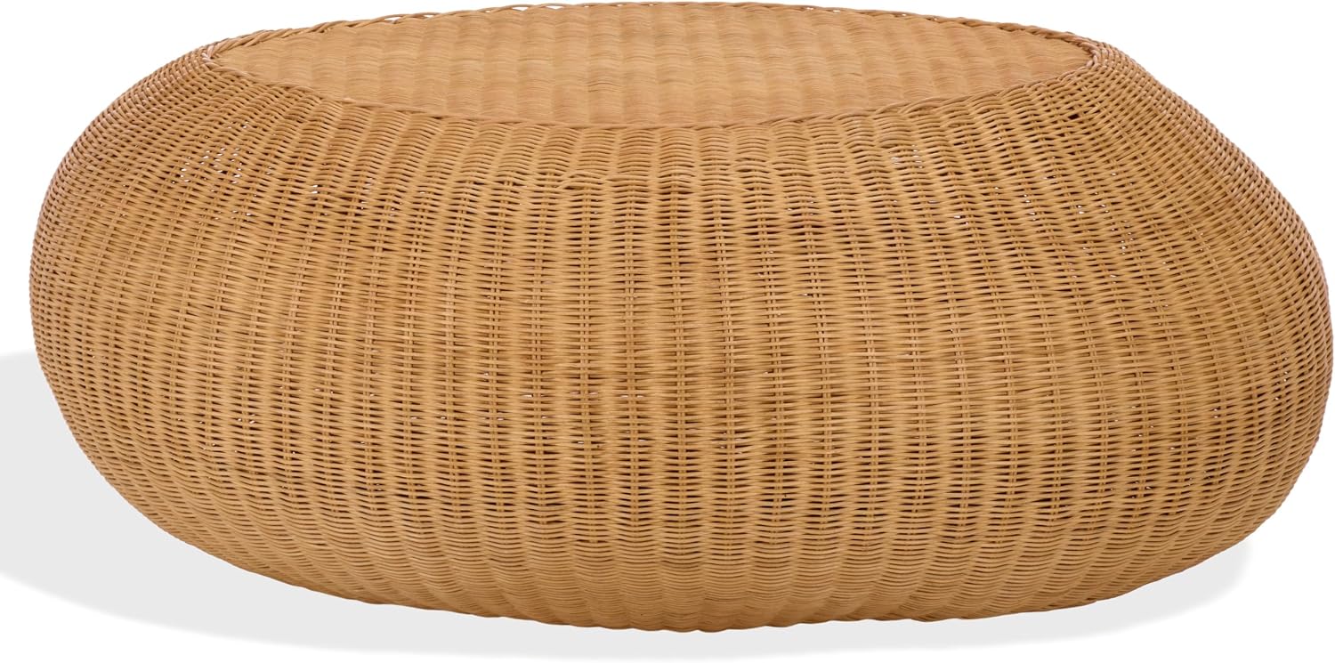 SAFAVIEH Couture - O'Reilly Oval Coffee Table - Natural Rattan - Fully Assembled - Ideal for Living Room, Family Room, 43" W x 29.5" D x 17.7" H (CWK3027A)