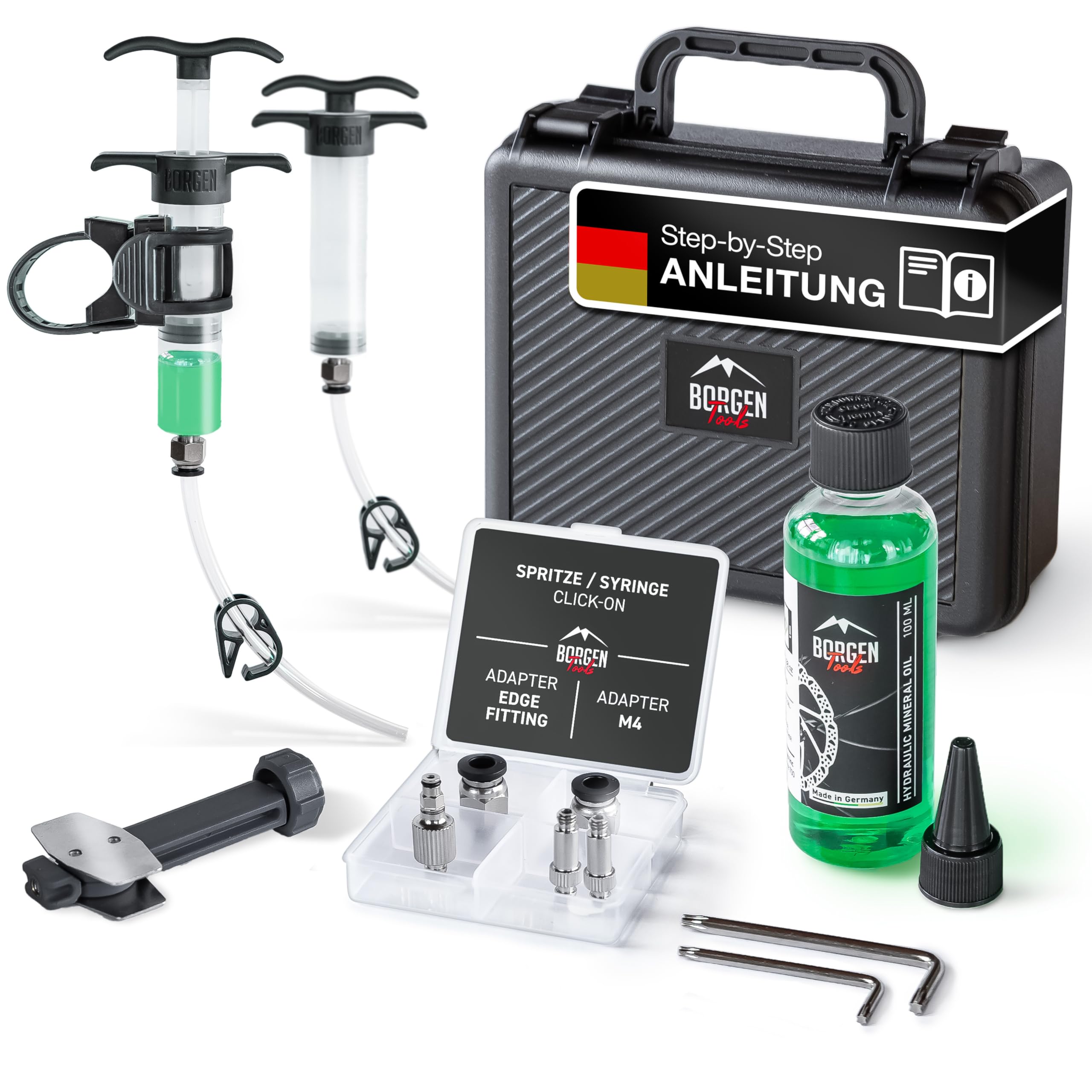 Borgen Kit de Purge Pro pour Frein à Disque SRAM Maven & DB vélo – kit Purge Frein sram avec Instructions, 100 ML d'huile minérale, pour SRAM Maven, DB4, DB6 et DB8