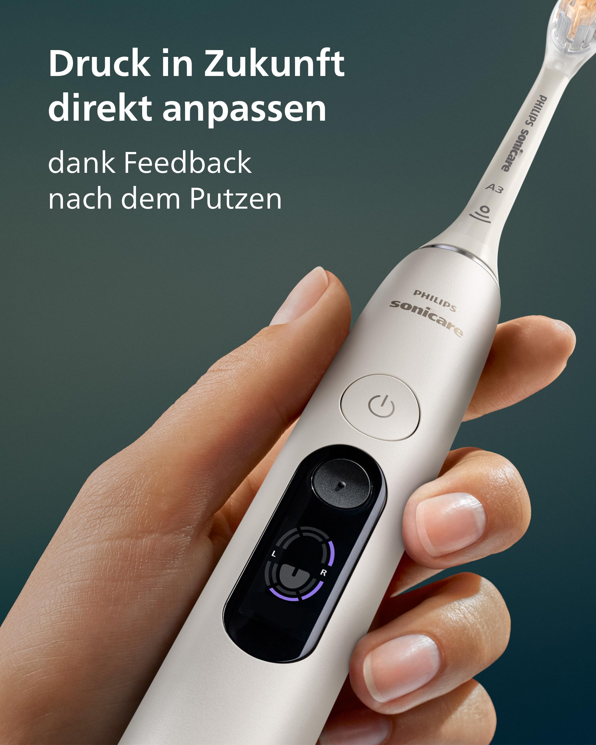 Philips Sonicare Next-Generation DiamondClean 8500 elektrische Zahnbürste - mit intelligenter Andruckkontrolle und 18 Einstellungen, Pulverweiß, HX8515/11