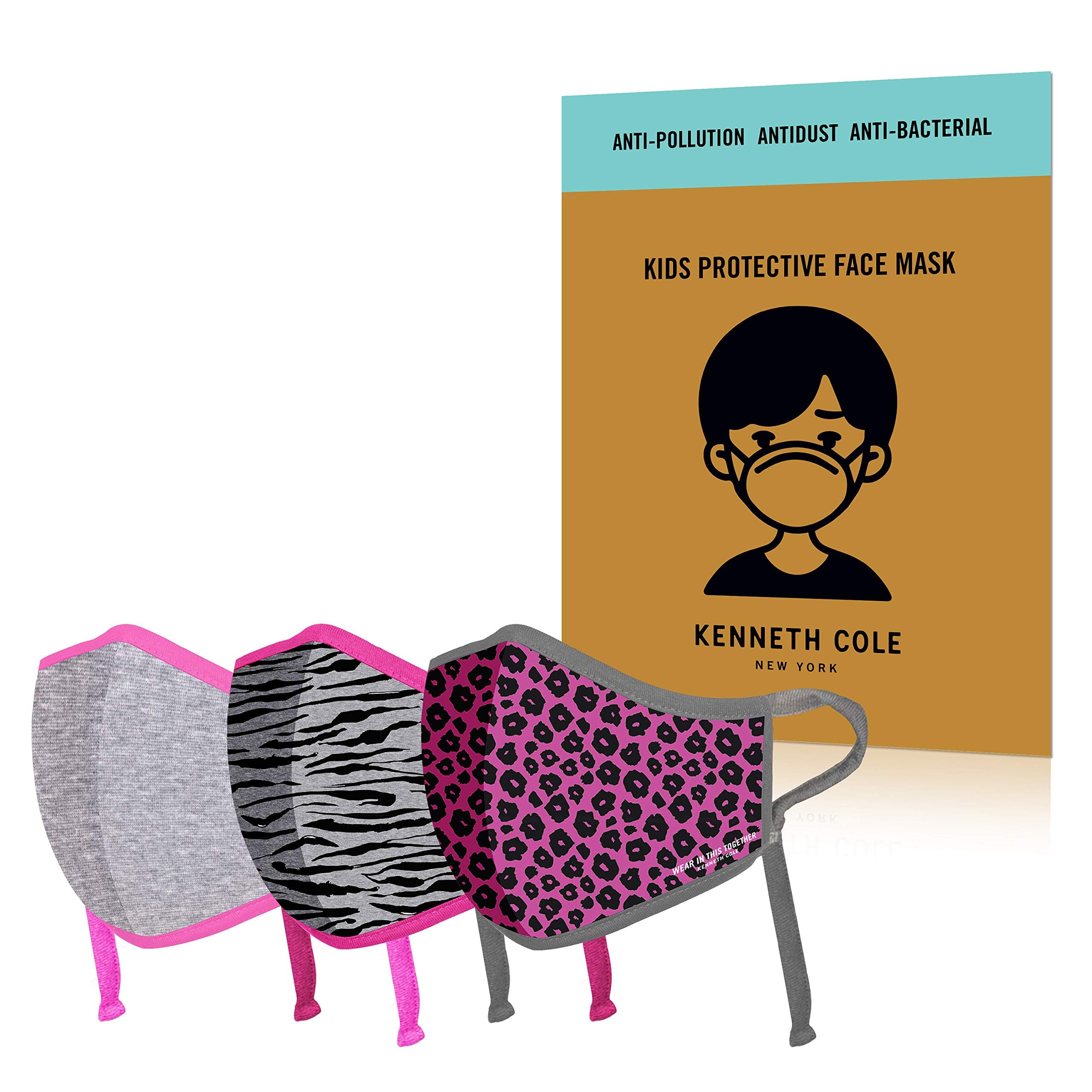 kenneth cole new york KENNETH COLE Kids 5 to 11 years Animal Print face mask with Swiss Tech and Multi-layer for Heat Dust & Pollution Protection Includes Nose Clip, Lightweight Cotton Breathable & Reusable (Set of 3)-picture-36