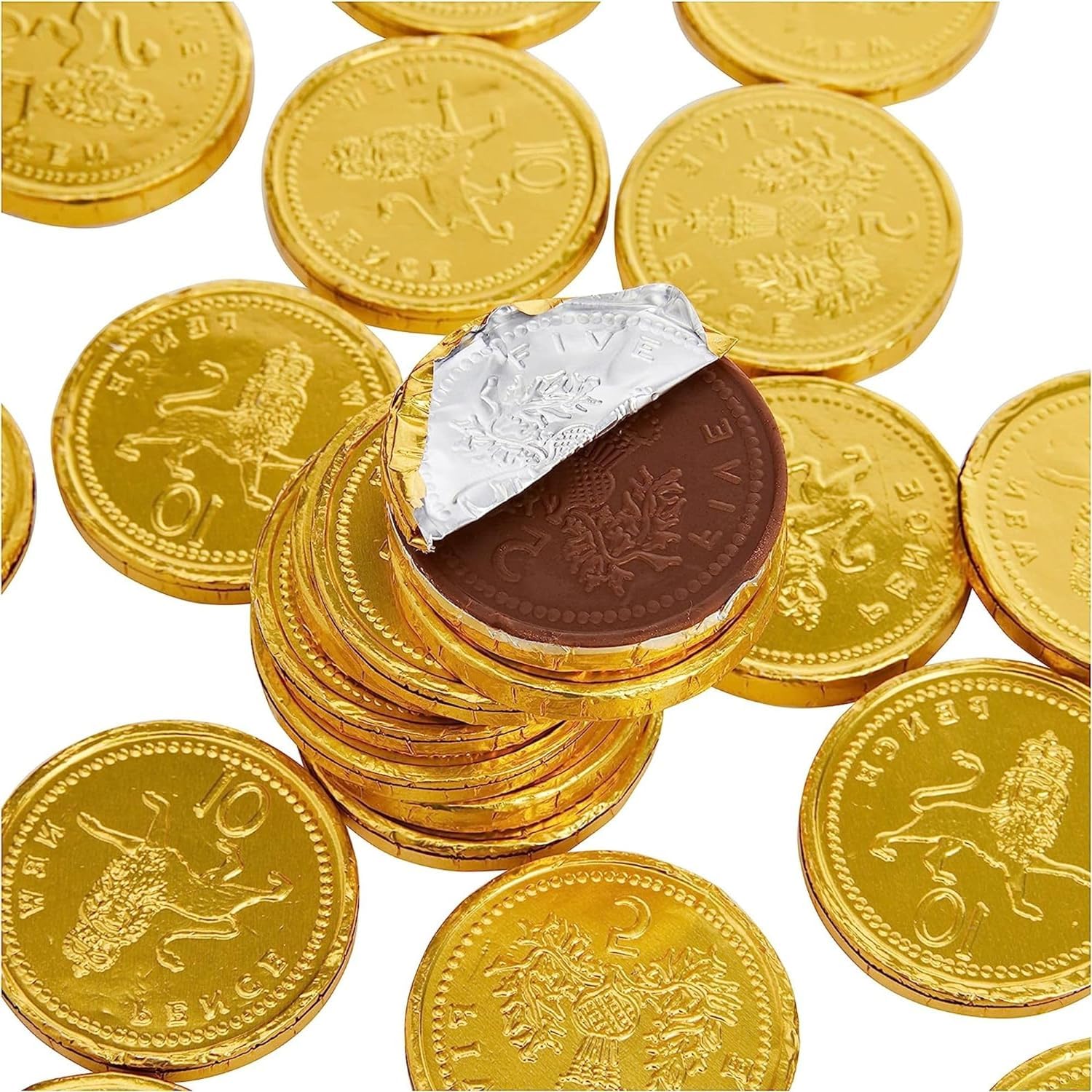 Lot de 250 pièces de monnaie dorées en chocolat au lait, bonbons au chocolat, cadeau d'anniversaire et de Noël