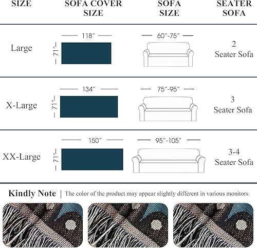 Miniatura 5 de VClife Funda moderna de algodón y lino para sofá de 2 a 3 cojines, funda antideslizante suave para sofá modular de perro y gato, funda de sofá